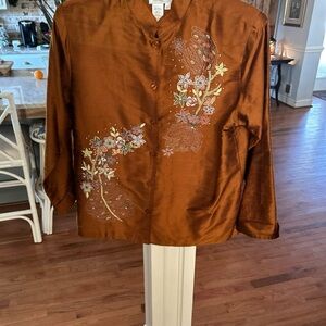 Coldwater Creek Copper Silk Blouse